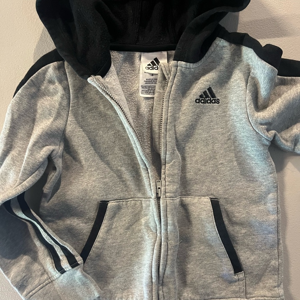 Adidas Gray and Black Zip-Up Hoodie Sweatshirt *3for$15*